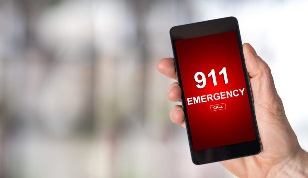 Smartphone screen displaying an emergency concept