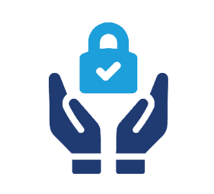 Icon of hands cradling a padlock, symbolizing security